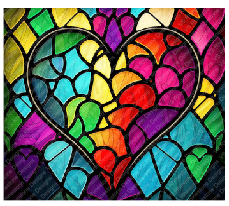 Rainbow Stained Glass Heart Full Color Skinny Tumbler Wrap
